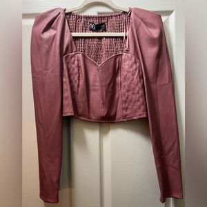 ZARA Pink Leather Long Sleeve Top